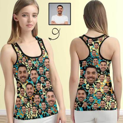 Put Seamless Face on Tank Top Spot Women's Racerback Yoga Tank Tops