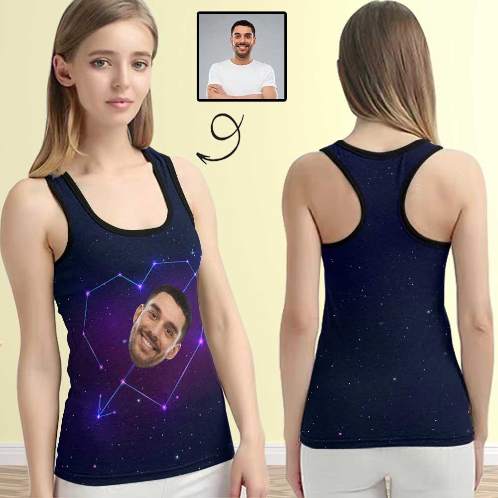 Tank Top with Face Custom Shiny Women's Racerback Yoga Tank Top