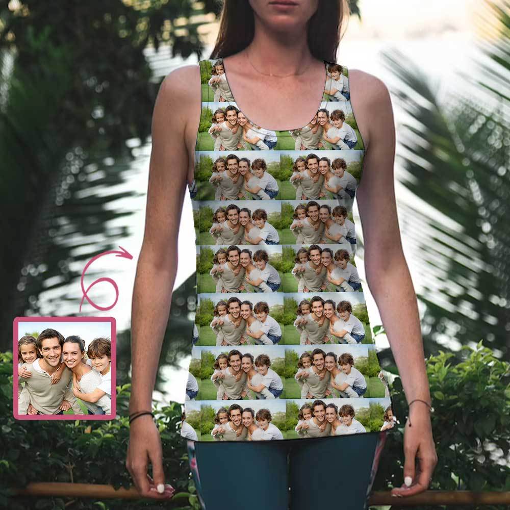 Tank Tops with Photos Stitching Family Women's All Over Print Yoga Top