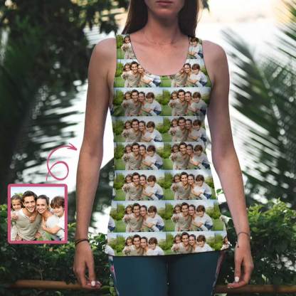 Tank Tops with Photos Stitching Family Women's All Over Print Yoga Top
