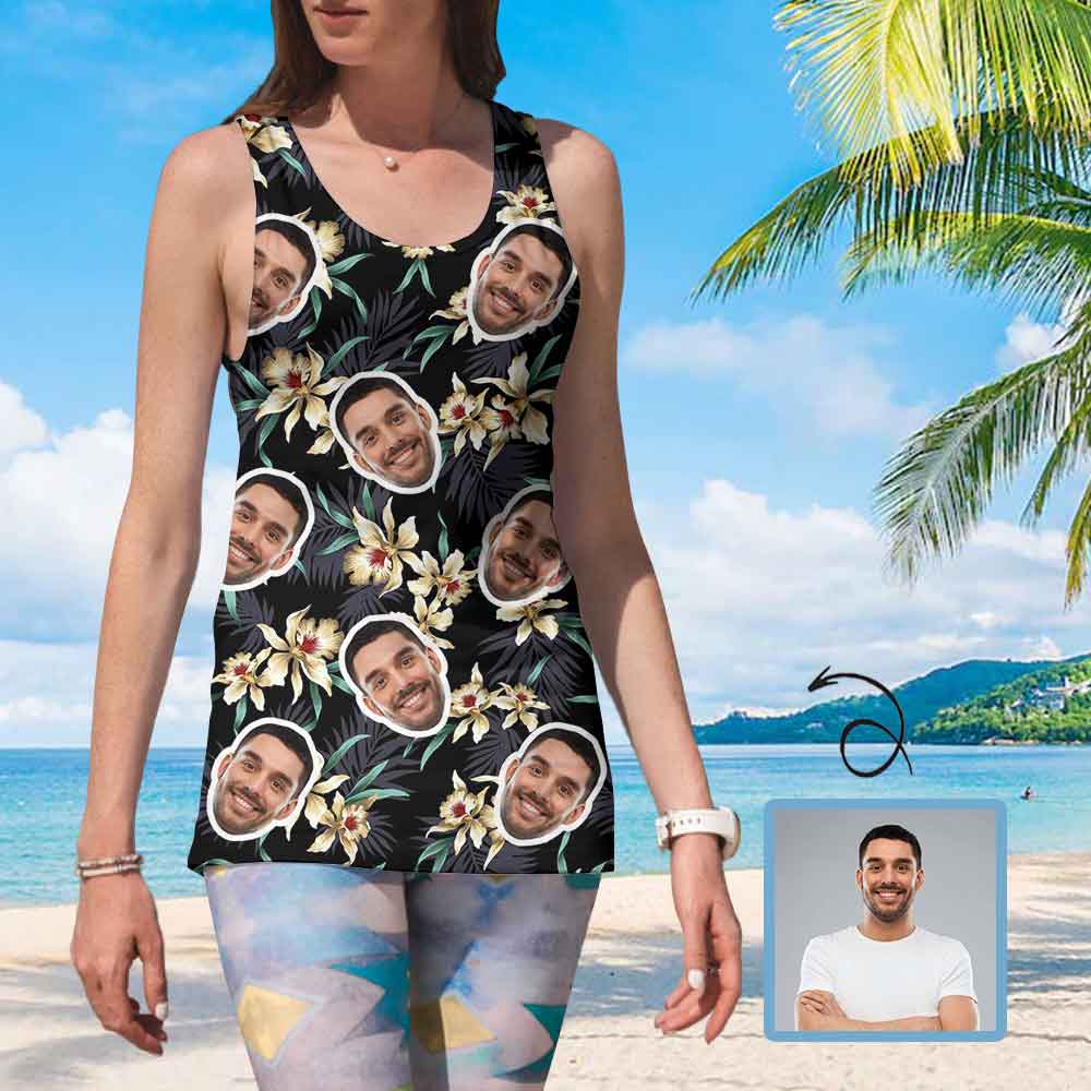 Tops with Custom Face Tropical Plants Hawaiian Women's All Over Top