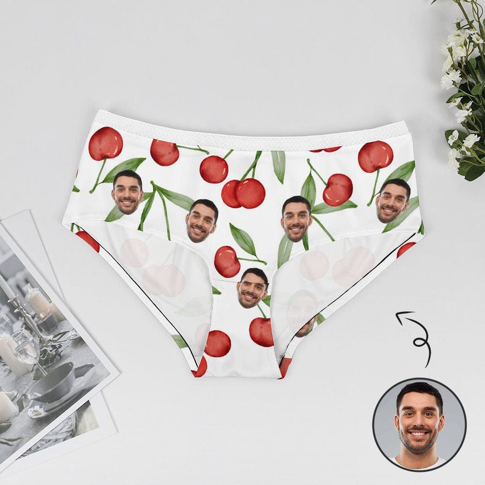 Custom Face Cherries Women's Lace Panties Personalized Face Underwear