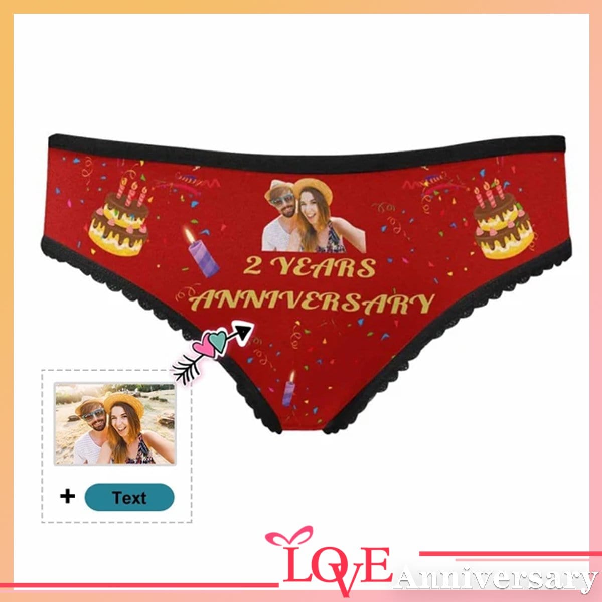 Custom Face&Text Underwear Anniversary Women's High-cut Briefs