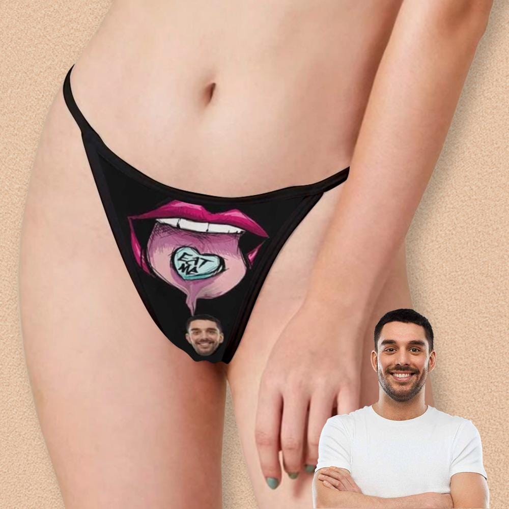 Custom Face Thongs Underwear Personalized Lick Womens G-String Panties