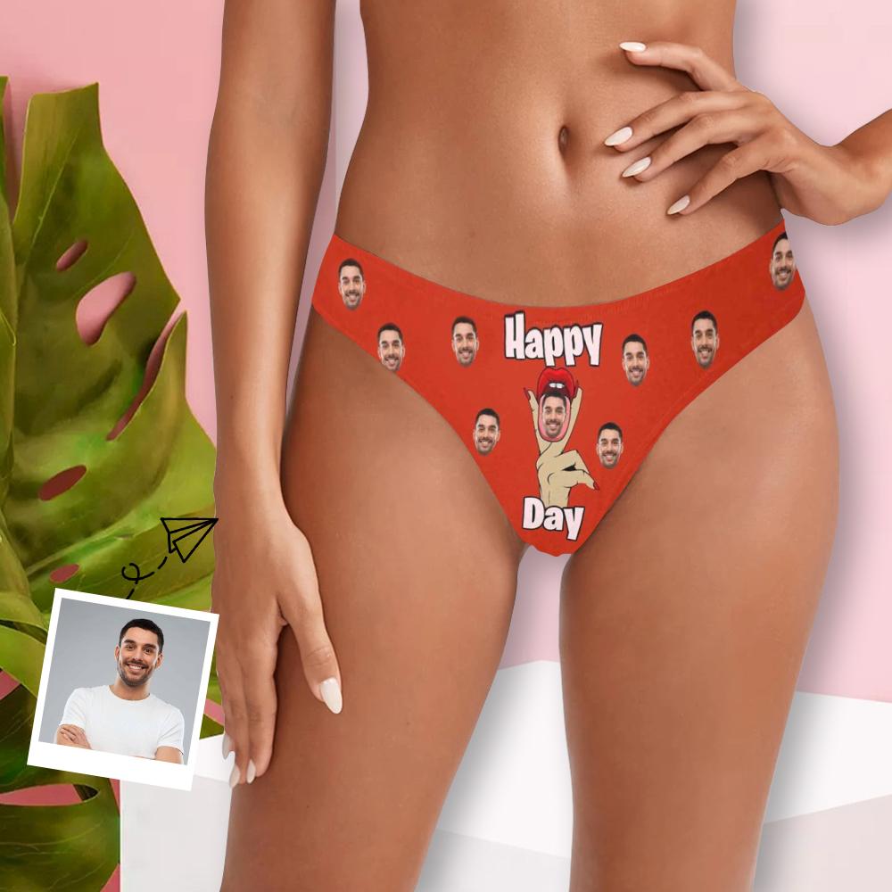 Custom Face Underwear Personalized Happy Day Women's Thongs
