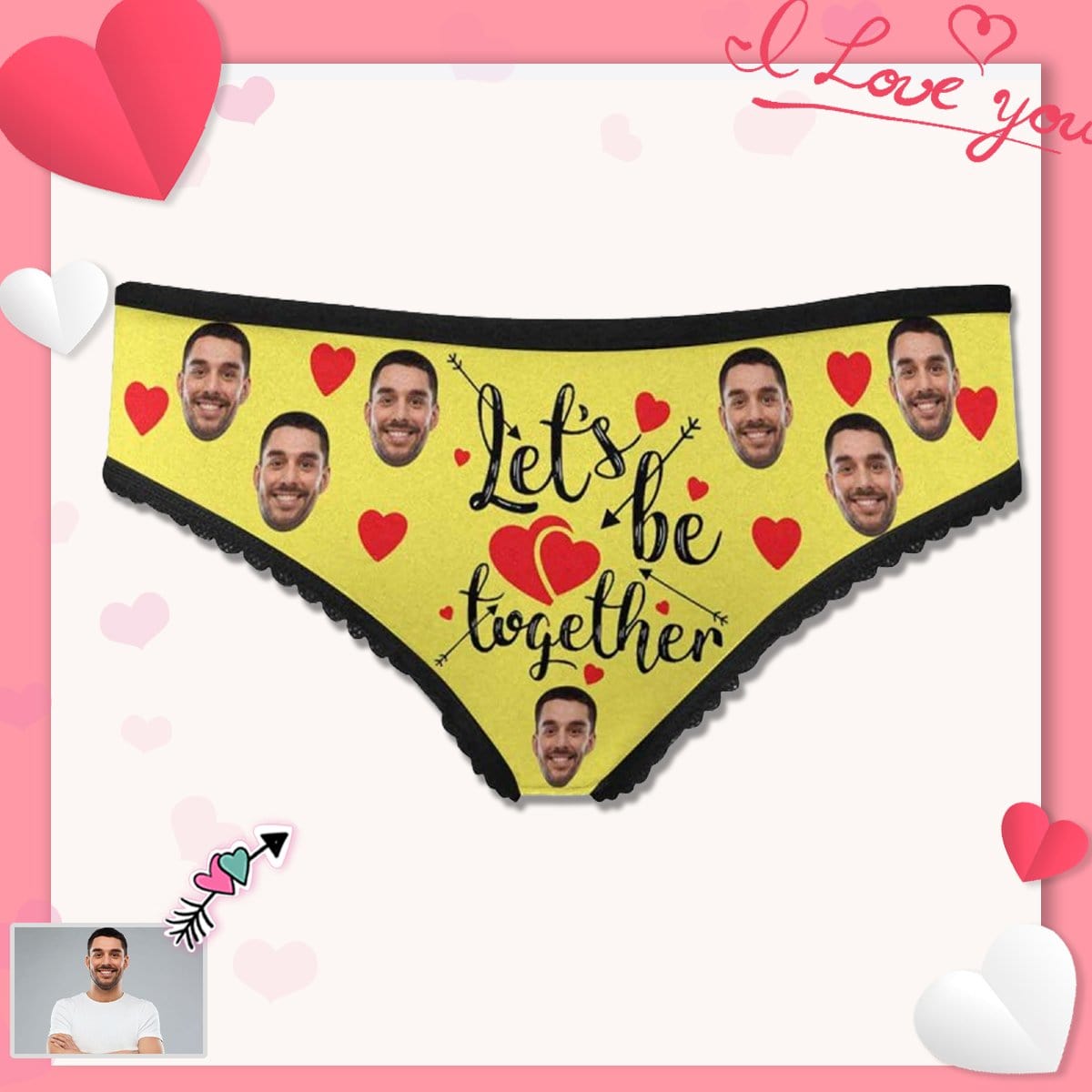 Custom Face Underwear Personalized Be Together Women's High-cut Briefs