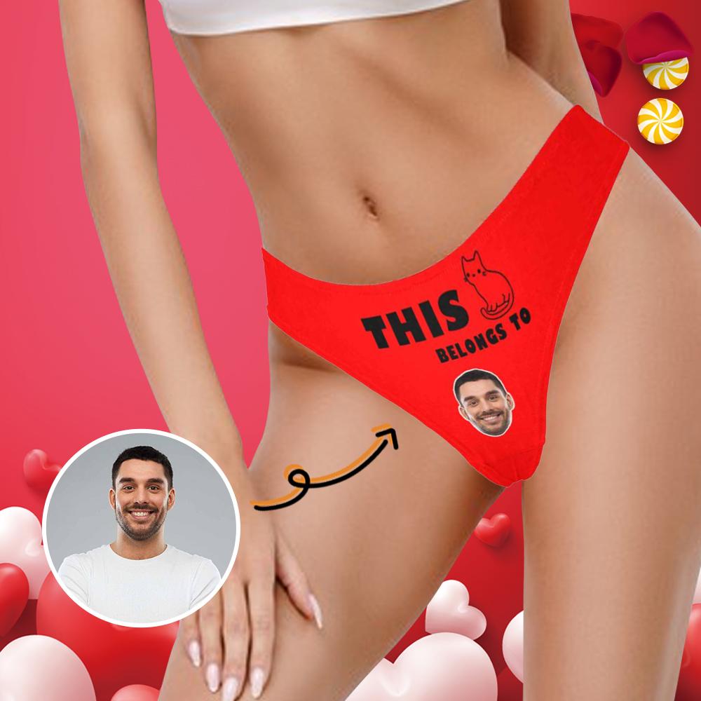 Custom Face Underwear Red Cat Women's Thongs