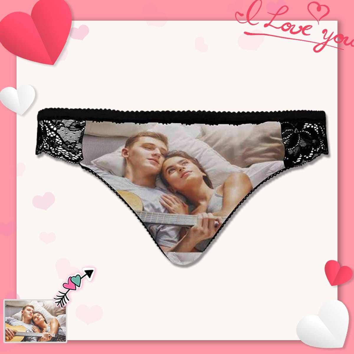 Custom Underwear Personalized Photo Womens Lace Panty Valentine's Gift