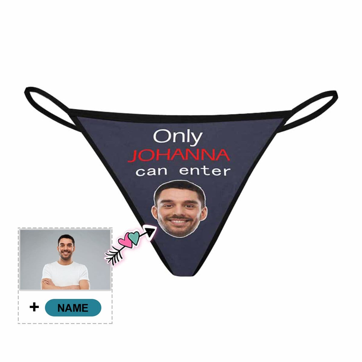 Custom Face&Name Thongs Underwear Only He Women's G-String Panties