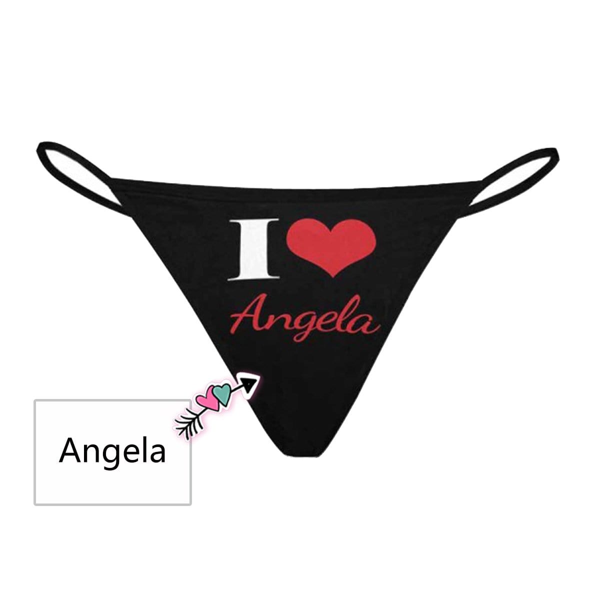 Custom Text Underwear Personalized Love Heart Women's G-String Panties