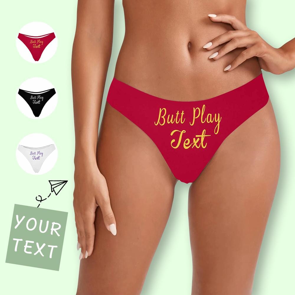 Custom Text Underwear Personalized Butt Play Women's Thongs