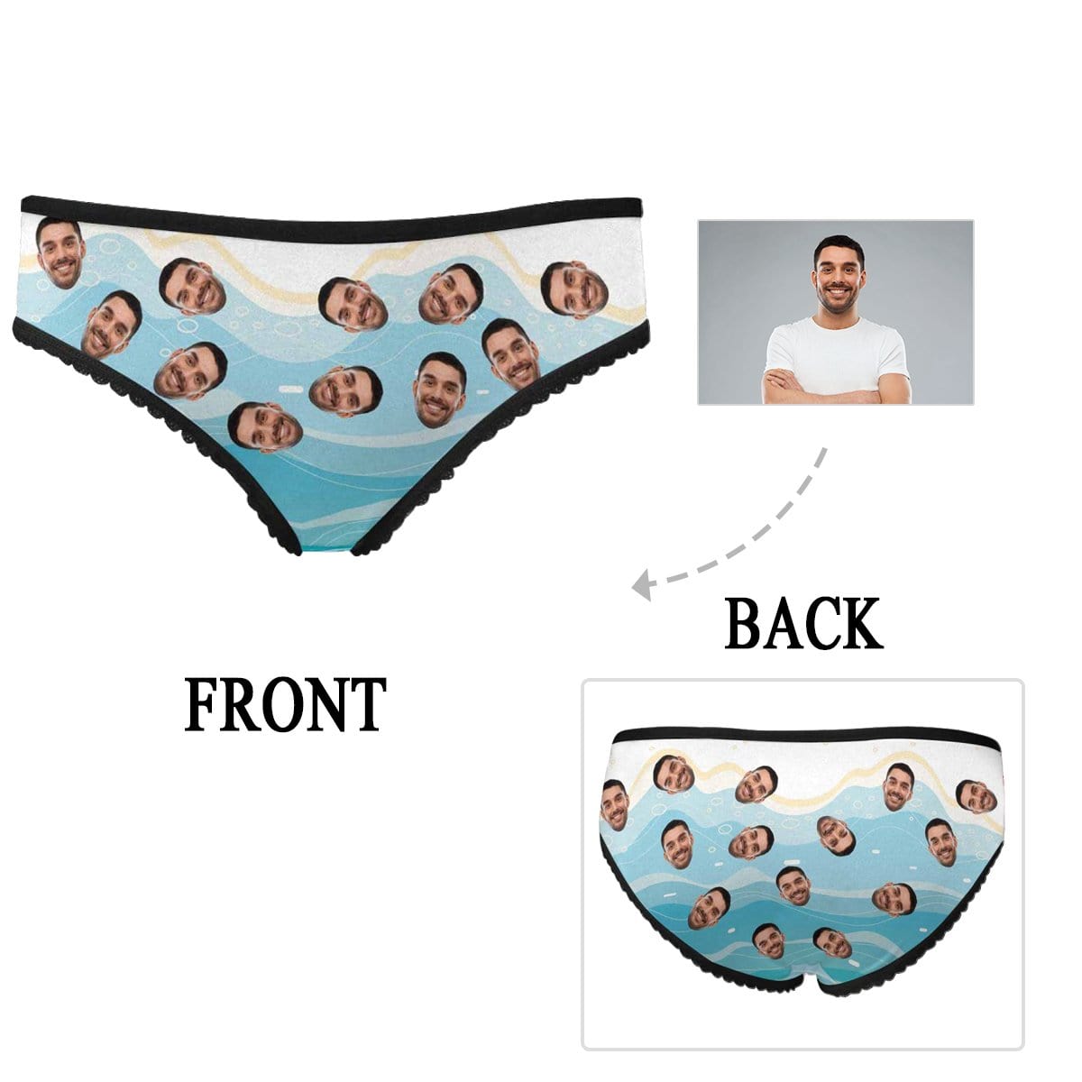 Personalized Face Underwear Custom Water Surface Women High-cut Briefs