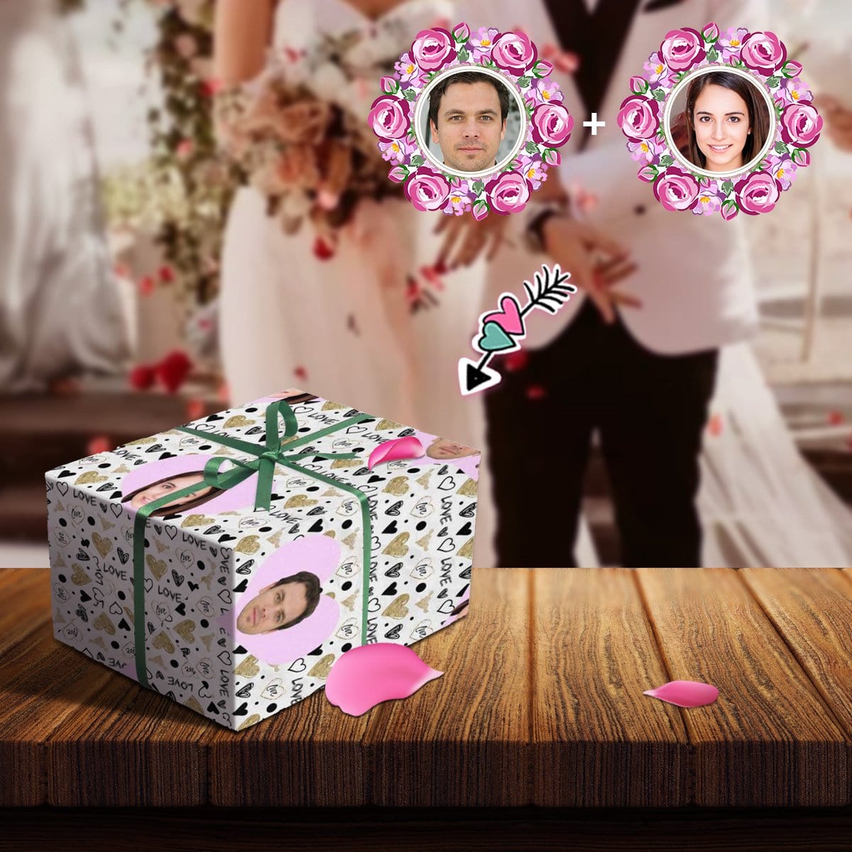 Face Gift Paper Custom Love Heart Wrapping Paper Customize Wedding Gift