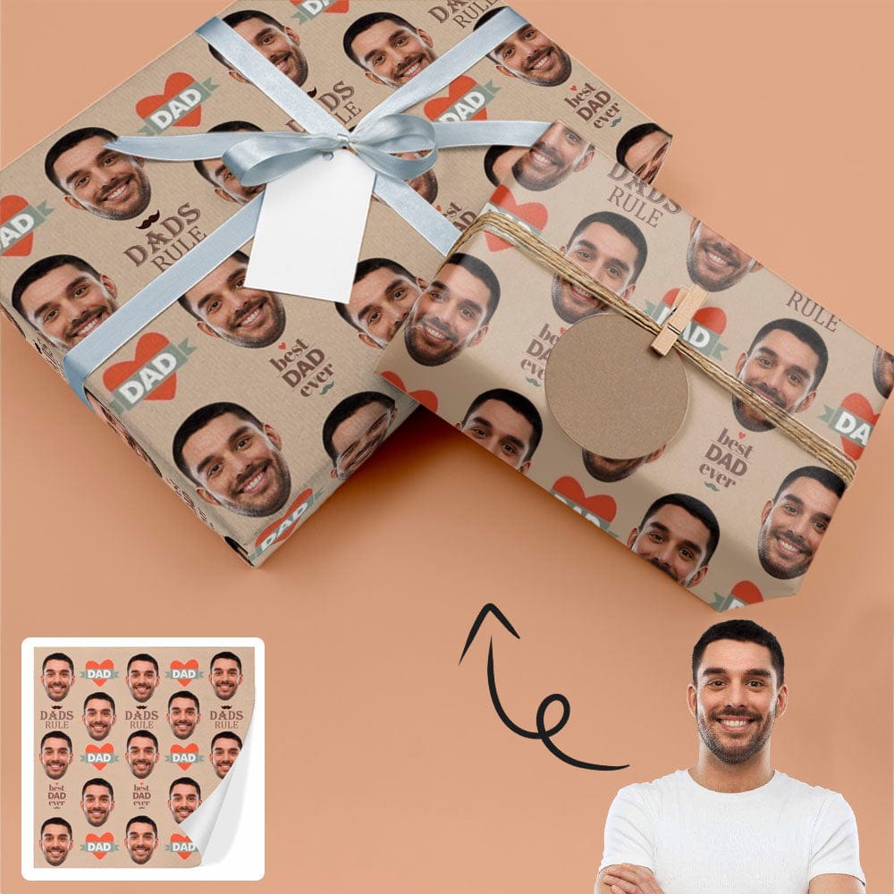 Face Gift Paper Custom Best Dad Ever Wrapping Paper Custom Wrap Papers
