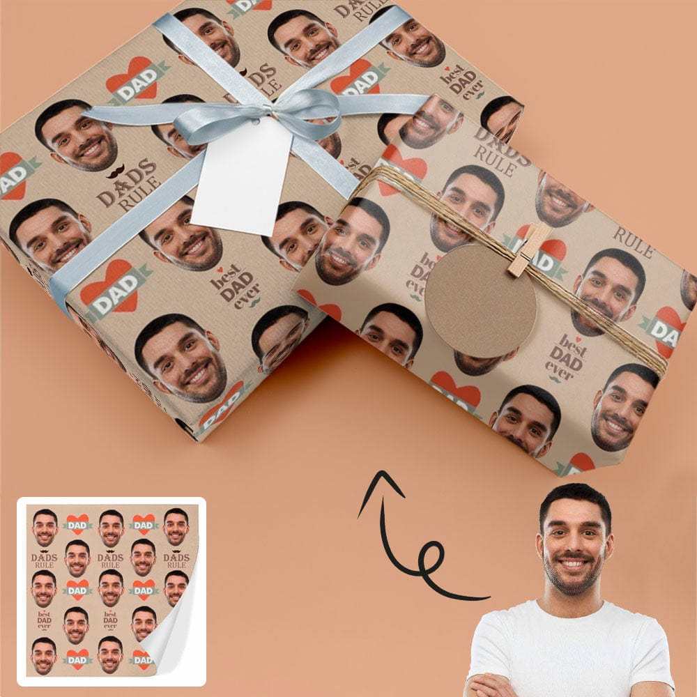 Face Gift Paper Custom Best Dad Ever Wrapping Paper Custom Wrap Papers