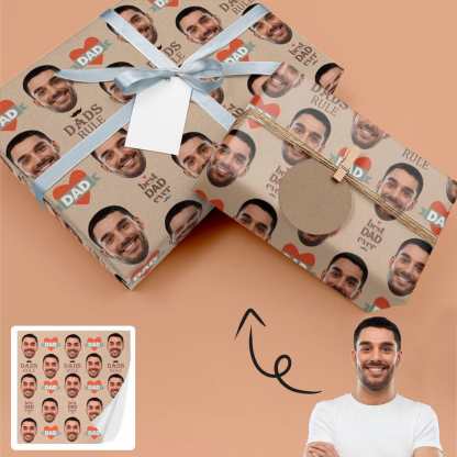 Face Gift Paper Custom Best Dad Ever Wrapping Paper Custom Wrap Papers