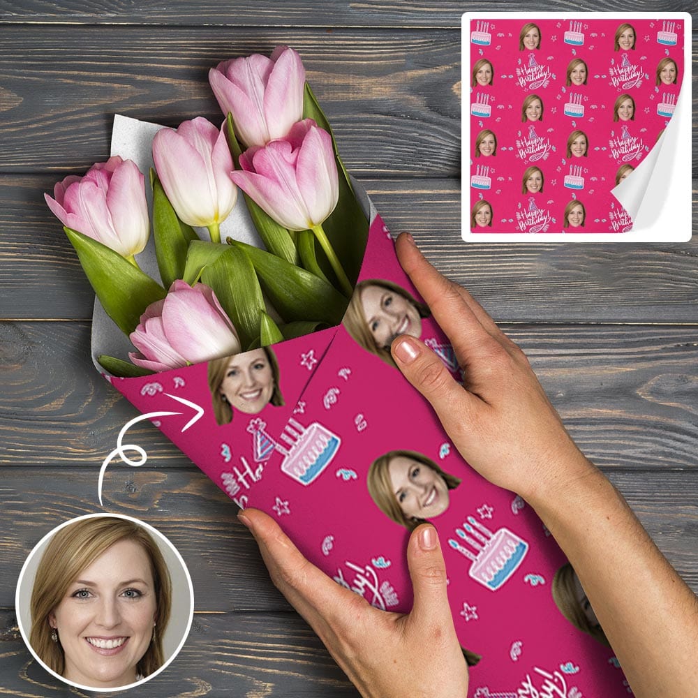 Personalized Face Cake Birthday Gift Paper Customize Wrapping Paper