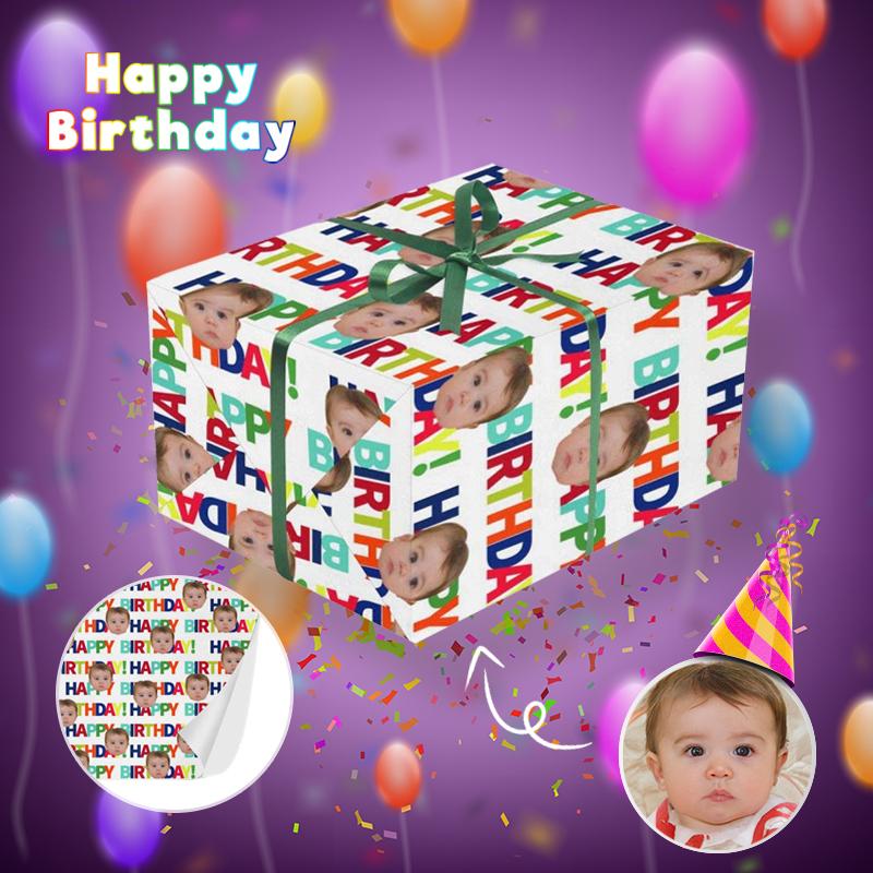 Personalized Face Colorful Birthday Gift Paper Customize Wrap Paper