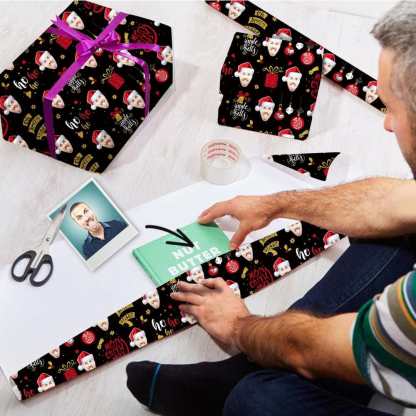 Personalized Face Christmas Hat  Gift Paper Customize Wrapping Paper
