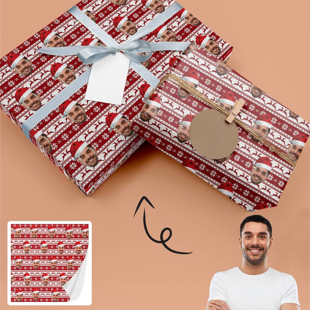 Personalized Face Christmas Pattern Gift Paper Customize Wrap Paper