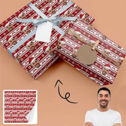 Personalized Face Christmas Pattern Gift Paper Customize Wrap Paper