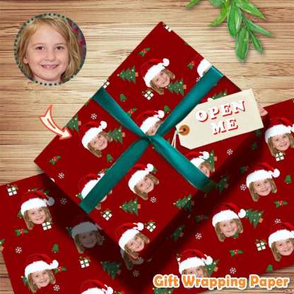 Personalized Face Christmas Tree Gift Paper Customize Wrapping Paper