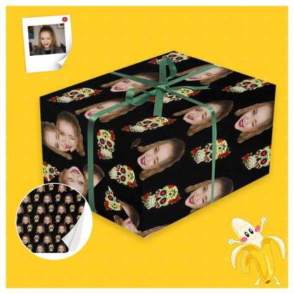 Face Gift Paper Custom Golden Skull Wrap Paper Custom Wrapping Papers
