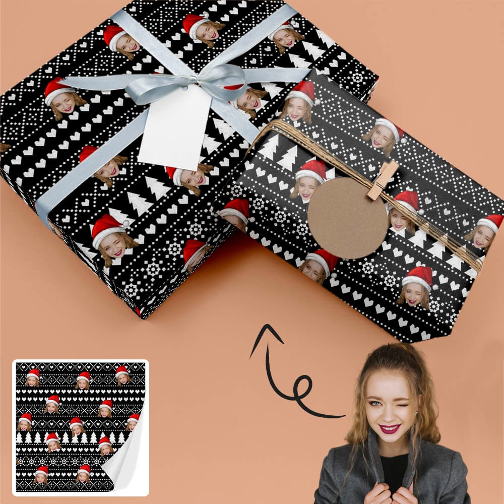 Personalized Face Happy Christmas Gift Paper Customize Wrapping Paper