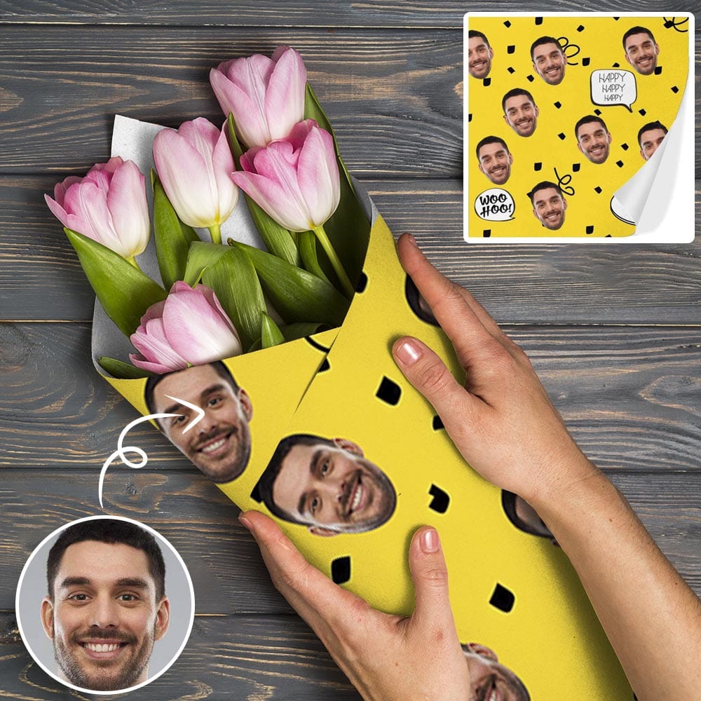 Face Gift Paper Custom Yellow Wrapping Paper Customize Wrapping Papers