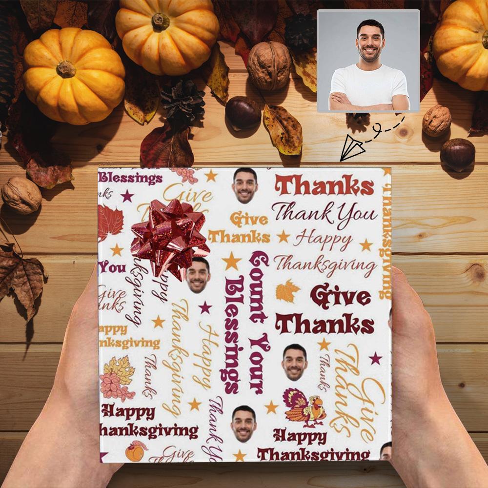 Face Gift Paper Custom Happy Thanksgiving Wrap Paper Custom Wrap Paper