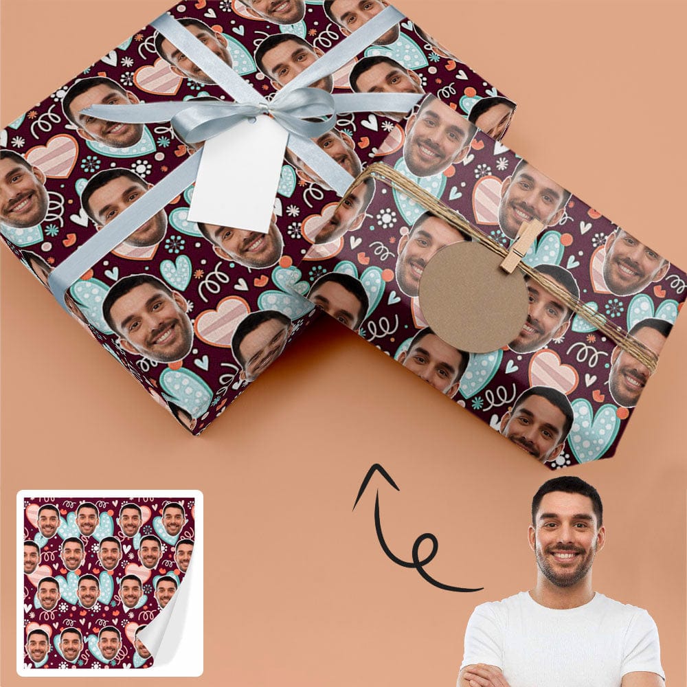 Face Gift Paper Custom Heart Wrapping Paper Customize Wedding Gift