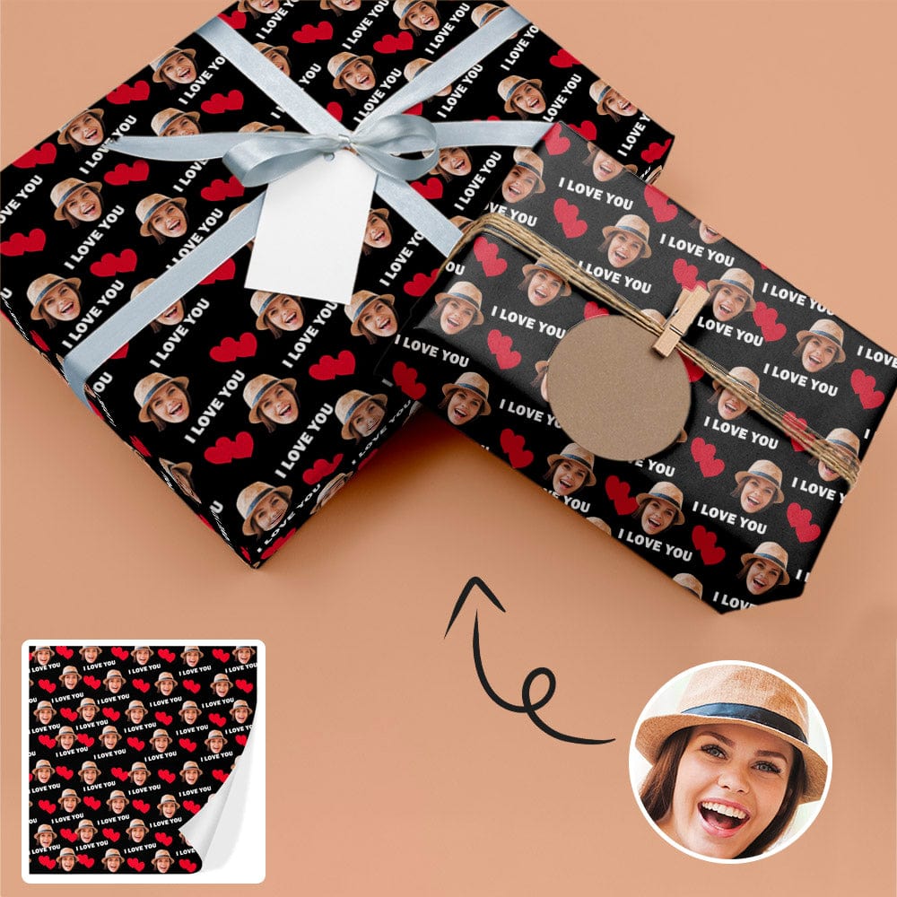 Face Gift Paper Custom Red Hat Wrapping Paper Customize Wrap Papers