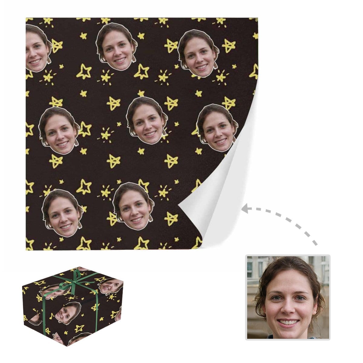 Face Gift Paper Custom Little Stars Wrapping Paper Custom Wrap Papers