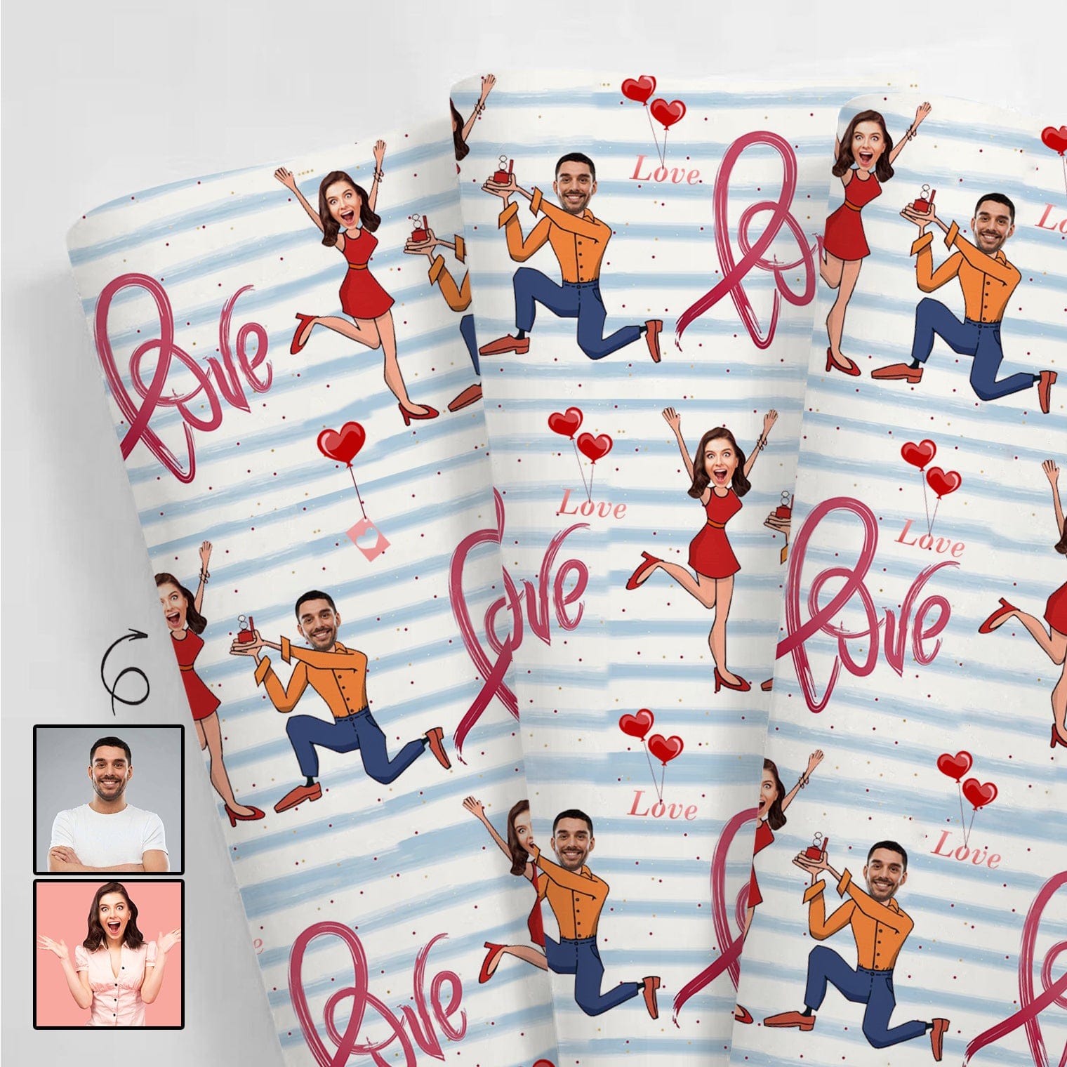 Face Gift Paper Custom Heart Propose Marriage Wrap Paper Wedding Gift
