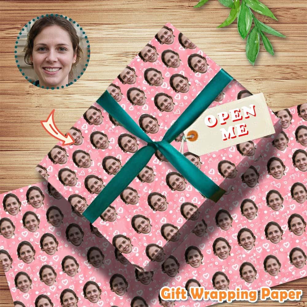 Face Gift Paper Custom Pink Love Wrapping Paper Customize Wedding Gift