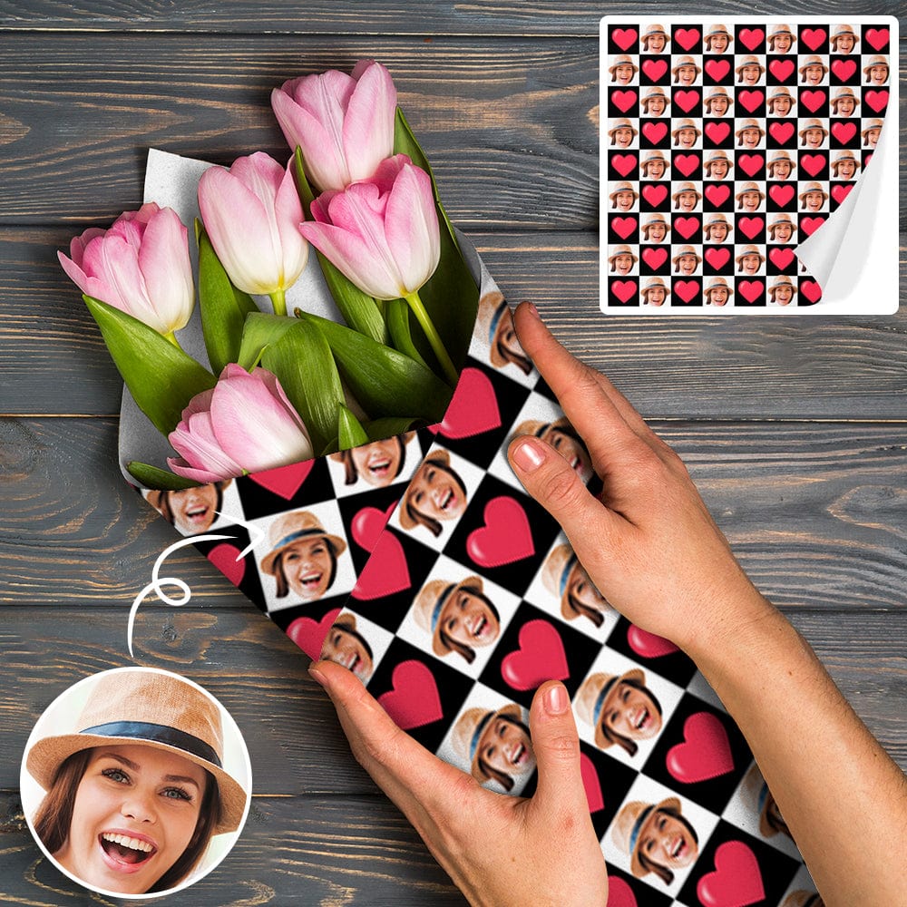 Face Gift Paper Custom Plaid Love Wrapping Paper Customize Wedding Gift