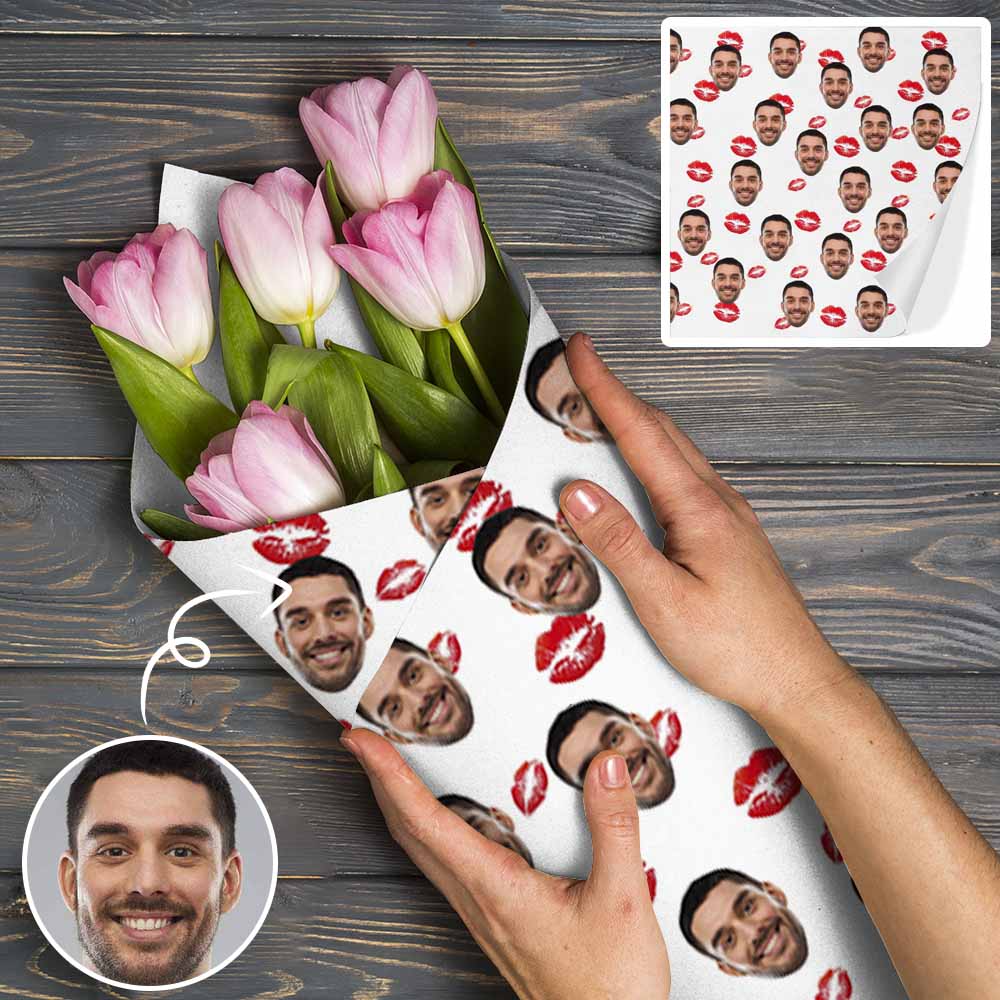 Face Gift Paper Custom Red Lips Wrapping Paper Customize Wedding Gift