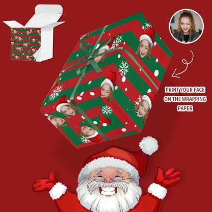 Personalized Face Snowing Christmas Gift Paper Customize Wrap Paper