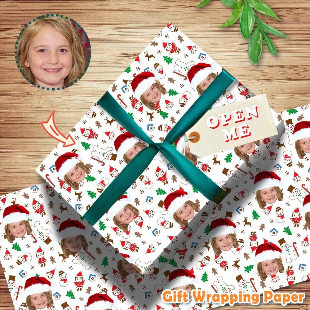Personalized Face Snowman Christmas Gift Paper Customize Wrap Paper