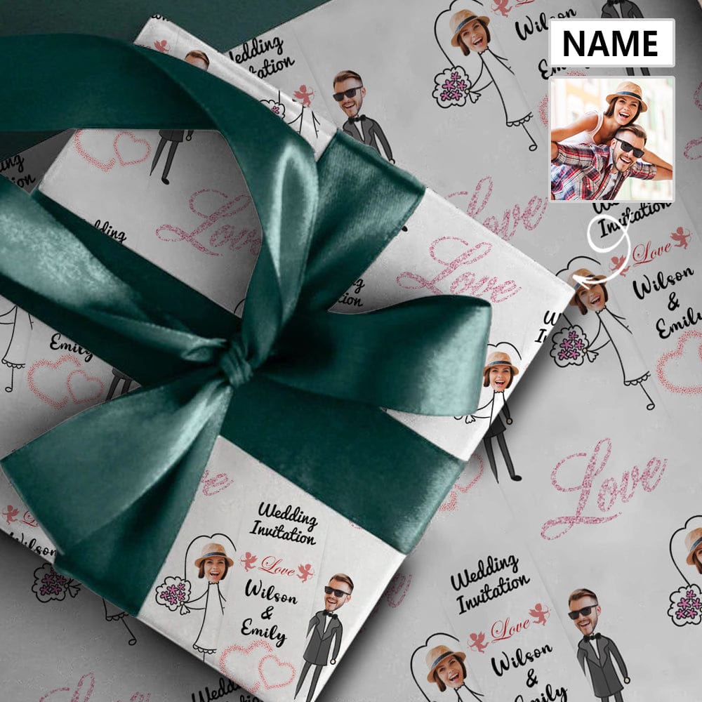 Name&Face Gift Paper Custom Couple Love Wrap Paper Custom Wedding Gift
