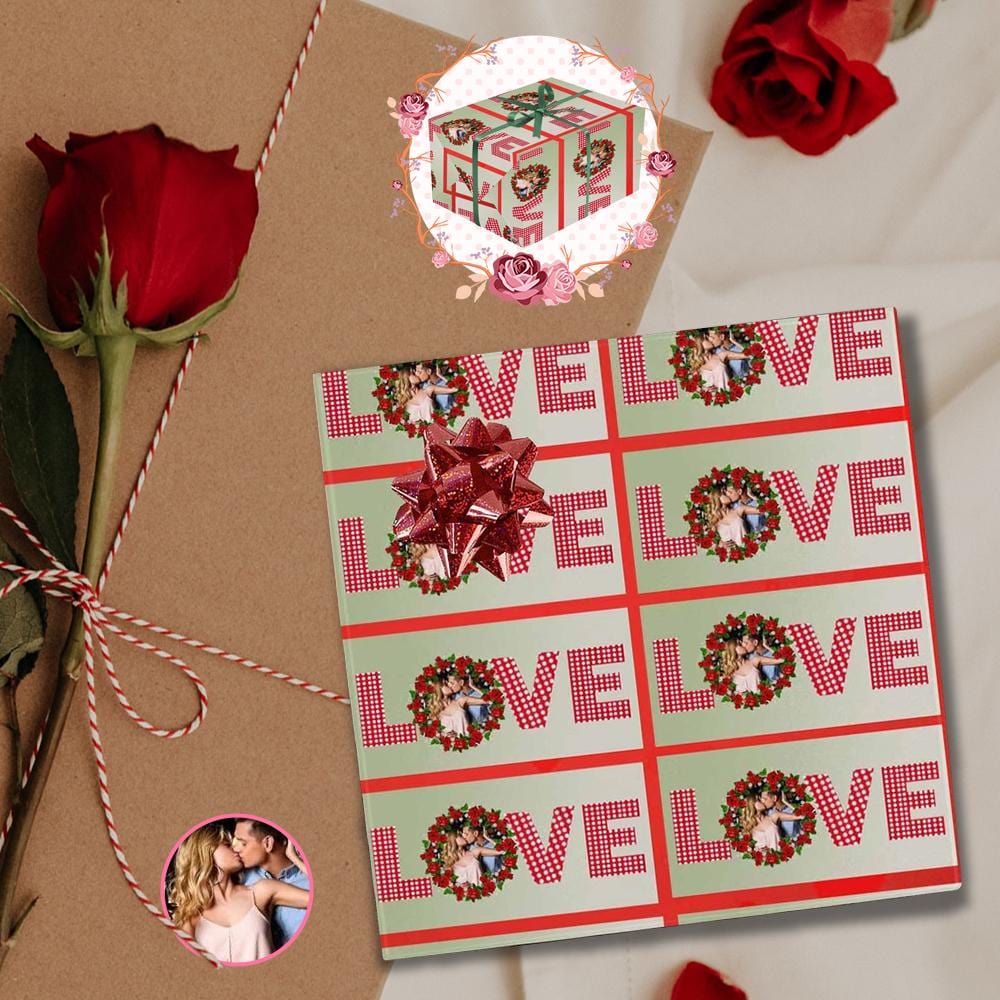 Photo Gift Paper Custom Couple Flower Wrap Paper Customize Wedding Gift