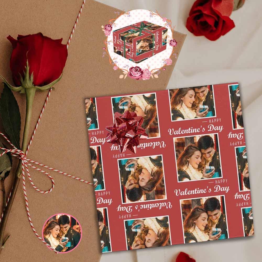 Photo Gift Paper Custom Couple Red Wrapping Paper Custom Wedding Gift