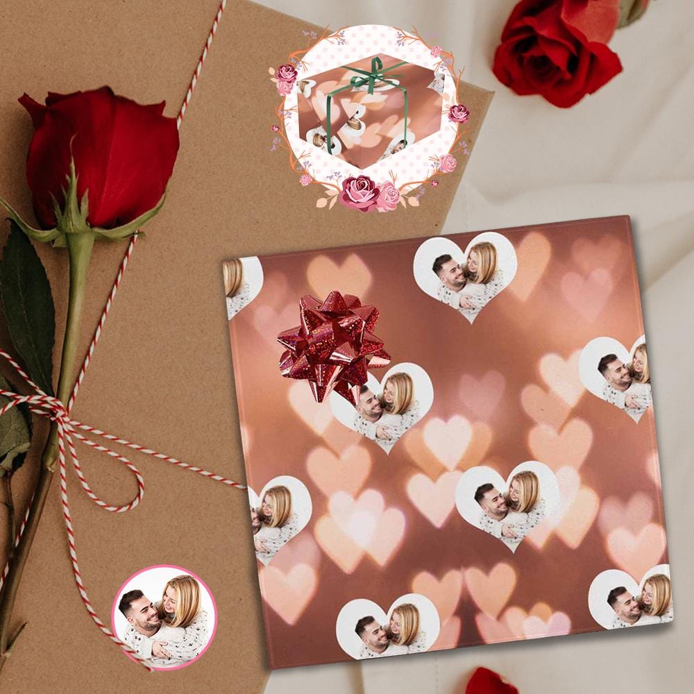 Photo Gift Paper Custom Heart Wrapping Paper Customize Wedding Gift