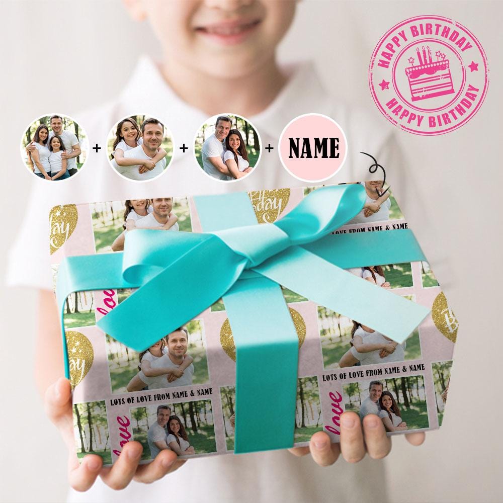 Personalized Photo&Name Birthday Gift Paper Customize Wrap Paper