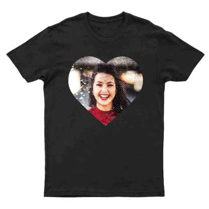 Custom #XS-4XL-Custom Flip Sequin T-Shirt Personalized Heart-shaped Photo Sequin T-Shirt Creative Gift - YesCustom