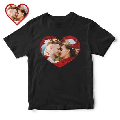 Custom #XS-4XL-Custom Flip Sequin T-Shirt Personalized Heart-shaped Photo Sequin T-Shirt Creative Gift - YesCustom