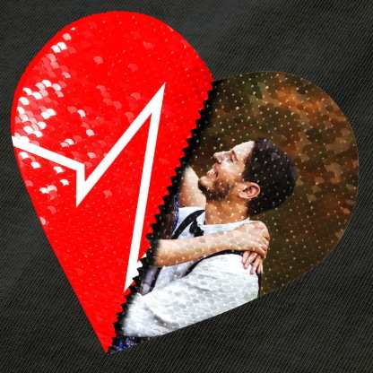 Custom #XS-4XL-Custom Photo DIY Heart Flip Sequin Tee Unisex Cotton T-shirt For Men and Women - YesCustom