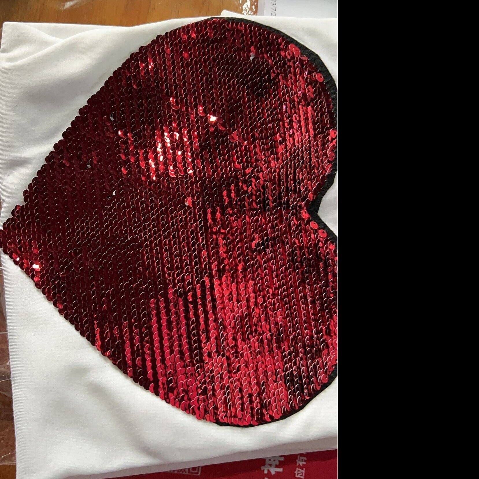 Custom #XS-4XL-Custom Photo or Text Classic Unisex Cotton T-shirt DIY Heart Sequin Tee For Men and Women - YesCustom