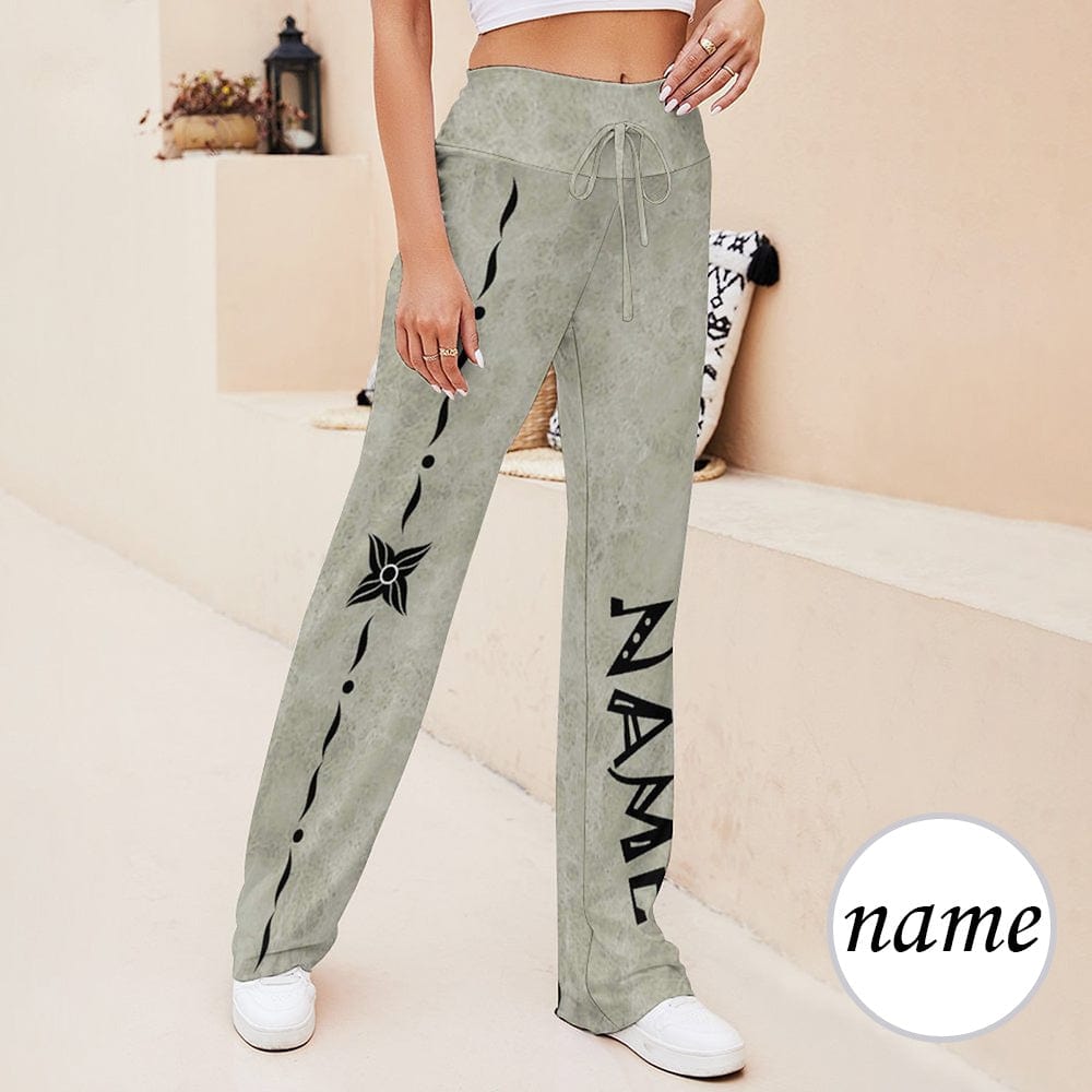 Custom Name Ripple Women's Straight-Leg Loose Comfy Drawstring Pants