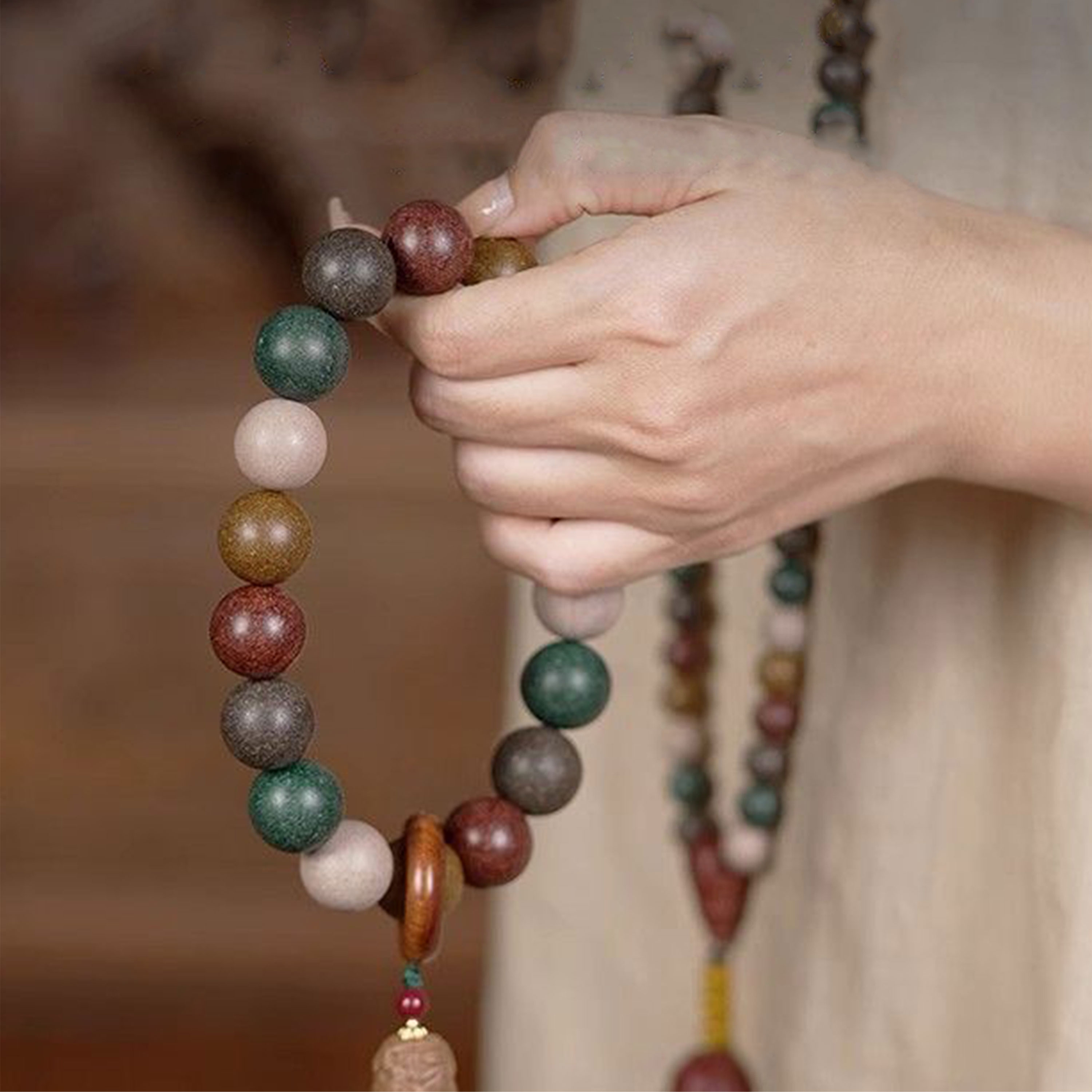 China's Intangible Cultural Heritage Five-sided Incense Bead Bracelet (Amulet)